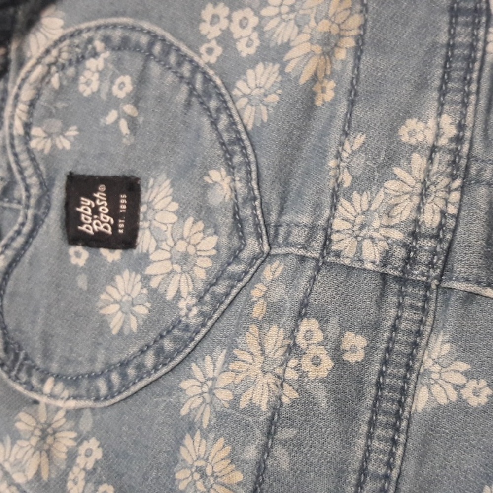 baby B'gosh girl's denim overall shorts floral print 18M - Picture 10 of 11